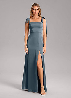 Azazie Frostine Bridesmaid Dresses Twilight A-Line Bow Stretch Satin Dress image5