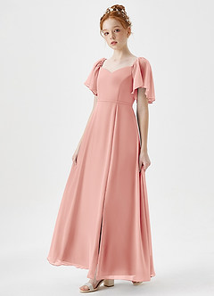 Azazie Chloe Junior Rosette A-Line Sweetheart Neckline Chiffon Dress image3