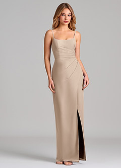 Azazie Calandra Suknie dla druhen Osłona Pofałdowany Szyfon Do ziemi Sukienka image5