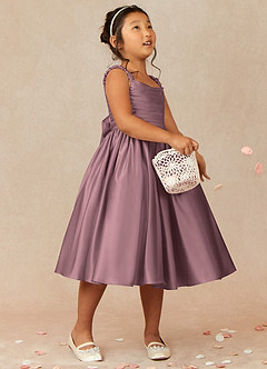 Azazie Cutie Pie Flower Girl Dresses Vintage Mauve A-Line Pleated Matte Satin Dress image1