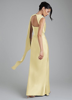 Azazie Taj Robes à essayer chez vous Robe Sirène en Satin extensible Corset Sorbet Citron image8