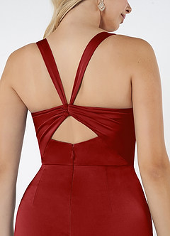Azazie Mero Brudtärnklänningar Klänning av Tubklänning i Stretch Satin Plisserad Granatäpple image2
