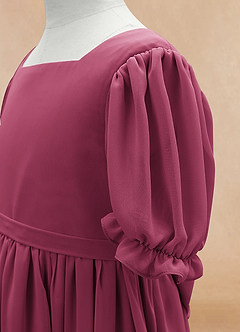 Azazie Joss Flower Girl Dresses Mulberry A-Line with Sleeves Chiffon Dress image7