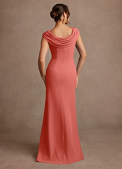 Azazie Irvine Mother of the Bride Dresses Salmon Pink A-Line Pleated Chiffon Dress image3