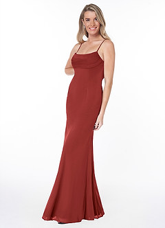 Azazie Chantal Final Sale Fuchsia A-Line Pleated Mesh Dress image5