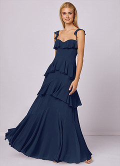 Barbie ♥ Azazie Bridesmaid Dresses Dark Navy A-Line Sweetheart Neckline Chiffon Dress image1