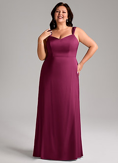 Azazie Denice Bridesmaid Dresses Red Plum Sheath Pleated Stretch Satin Dress image10
