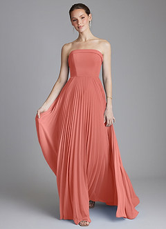 Azazie Mariana Bridesmaid Dresses Salmon Pink A-Line Strapless Chiffon Dress image5