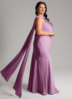 Azazie Kinsley Bridesmaid Dresses Wisteria Mermaid Side Slit Stretch Satin Dress image10