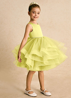 Azazie Tinie Abiti da Ragazza di Fiori Abito Principessa in Tulle Fiocco Canarino image4