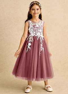 Azazie Sundae Blumenmädchenkleider Ballkleid Spitze Kleid Amethyst image5
