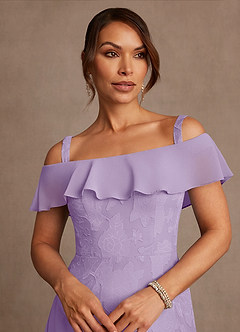 Azazie Marina Mère de la mariée Robes Robe Trapèze en Blumen-Burnout Épaules dénudées Lilas image4