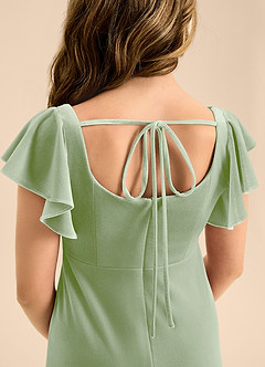 Azazie Bondi Junior Dusty Sage A-Line Bow Velvet Dress image6