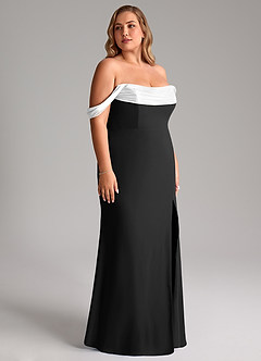 Azazie Saige Bridesmaid Dresses Ivory Black A-Line Off the Shoulder Chiffon Convertible Dress image12