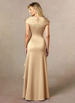 Azazie Anderson Mother of the Bride Dresses Champagne A-Line Pleated Stretch Satin Dress image2