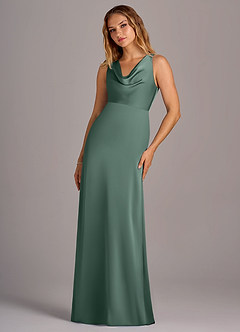 Azazie Wrenlee Bridesmaid Dresses Eucalyptus A-Line Stretch Satin Dress image5