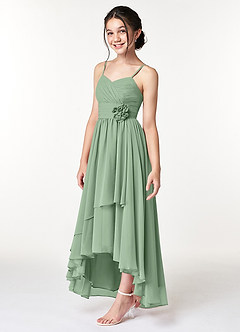 Azazie Catalina Junior Matcha A-Line Ruched Chiffon Dress image3