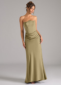 Azazie Debby Bridesmaid Dresses Moss Green Mermaid Strapless Stretch Satin Convertible Dress image3