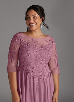 Azazie Harriet Mother of the Bride Dresses Vintage Mauve A-Line Scoop lace Mesh Dress image12