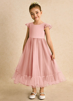 Azazie Phebs Flower Girl Dresses Rosette A-Line Tulle Dress image1