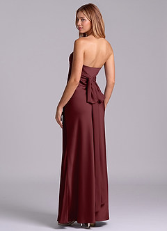 Azazie Ailanie Brudtärnklänningar Klä av Tubklänning i Stretch Satin Axelbandslös Cabernet image2