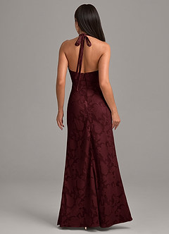 Azazie Ailany Vestidos de damas de honor Vestido de Cabernet de Devorado Floral de Corte en A con Plisado image3