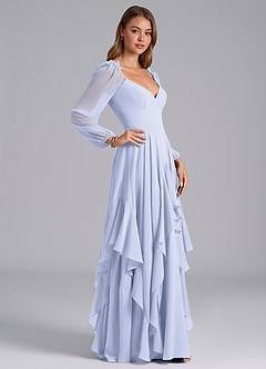 Azazie Karan Bridesmaid Dresses Lavender A-Line Long Sleeve Chiffon Dress image5