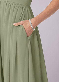 Barbie ♥ Azazie Bridesmaid Dresses Pistachio A-Line Corset Chiffon Dress image8