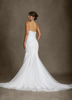 Azazie Harmony Wedding Dresses Diamond White Mermaid Strapless Tulle Dress image2