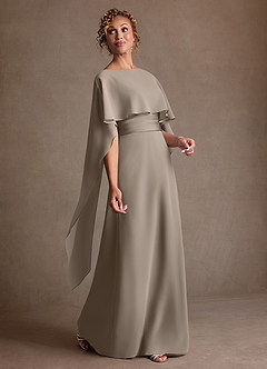 Azazie Marilla 신부의 어머니 드레스 A라인 주름진 쉬폰 플로어 길이 드레스 image2