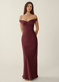Gwendonme Wine Satin Crystal Linen Prom Dress image4