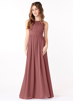 Azazie Jaylah Junior Amethyst A-Line Ruched Chiffon Dress image2
