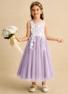 Azazie Sundae Flower Girl Dresses Frosted Lilac Ball-Gown Lace Dress image1