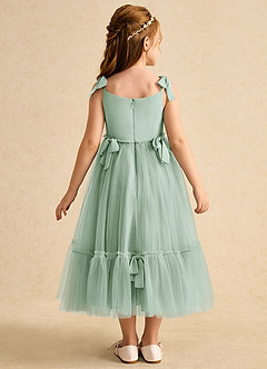 Azazie Jaci Flower Girl Dresses Agave A-Line Spaghetti Strap Chiffon Dress image5
