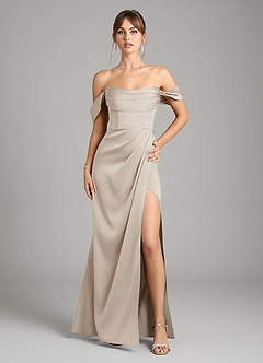 Azazie Johana Bridesmaid Dresses Frost Mermaid Off the Shoulder Stretch Satin Convertible Dress image1