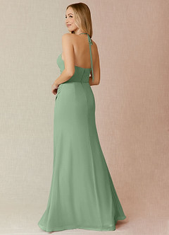 Azazie Miya Final Sale Agave Sheath Pleated Chiffon Dress image4