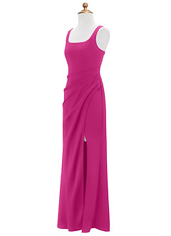 Azazie Mero Junior Fuchsia Mermaid Pleated Stretch Satin Dress image7