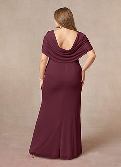 Azazie Luisa Mother of the Bride Dresses Cabernet Mermaid V-Neck Pleated Mesh Dress image8