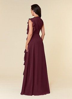 Azazie Narine Mother of the Bride Dresses Cabernet A-Line High Neckline Pleated Chiffon Dress image5