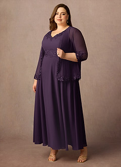 Azazie Devana Mother of the Bride Dresses Plum A-Line Sequins Chiffon Dress image10