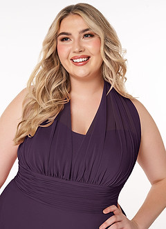Azazie Fifi Bridesmaid Dresses Plum A-Line Strapless Chiffon Convertible Dress image16