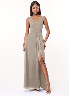 Azazie Karina Bridesmaid Dresses Frost A-Line Pleated Chiffon Dress image1