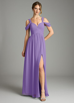 Azazie Lianne Bridesmaid Dresses Tahiti A-Line Off the Shoulder Chiffon Dress image2
