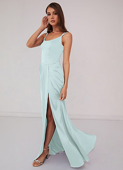 Barbie ♥ Azazie Final Sale Barbie Pink Mermaid Pleated Stretch Satin Dress image8