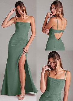 Azazie Leonis Bridesmaid Dresses Eucalyptus Sheath Strapless Chiffon Convertible Dress image9