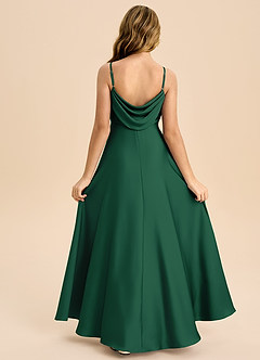 Azazie Bug Junior Linia A Pofałdowany Satyna elastyczna Długość podłogi Młodsza druhna Sukienka image2