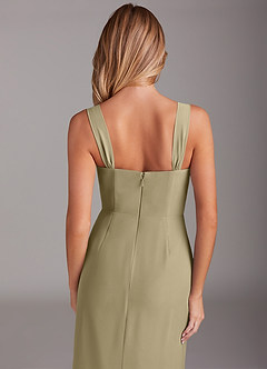Azazie Denice Abiti da Damigella Abito Tubino in Chiffon a Pieghe Verde Muschio image8