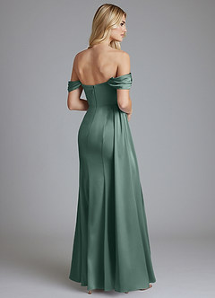 Azazie Amyra Bridesmaid Dresses Eucalyptus Mermaid Off the Shoulder Stretch Satin Convertible Dress image2