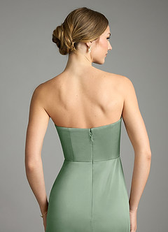 Azazie Wren Bridesmaid Dresses Matcha A-Line Strapless Stretch Satin Convertible Dress image6