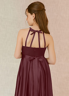 Azazie Arianthe Junior A-Linie mit Taschen Stretch-Satin Kleid Sangria image7
